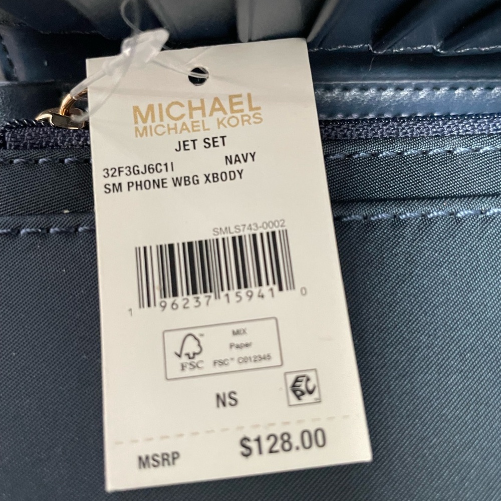 Michael Kors Dark Blue Crossbody Bag with Logo Strap - Picture 7 of 7